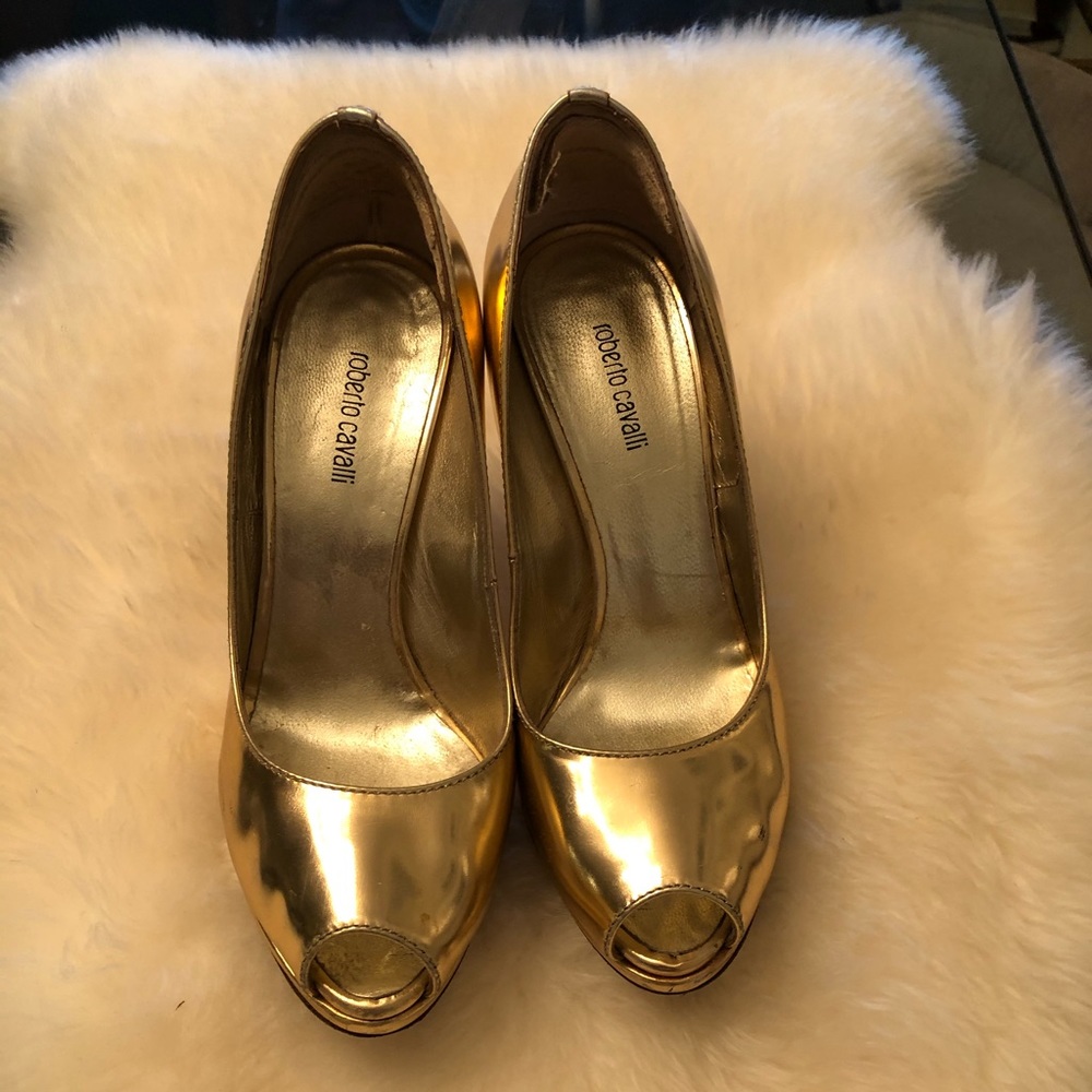 Roberto cavalli peep toe pumps. Size 35 1/2